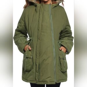 Maternity Pregnancy Parka Coat Removable Panel Army Green